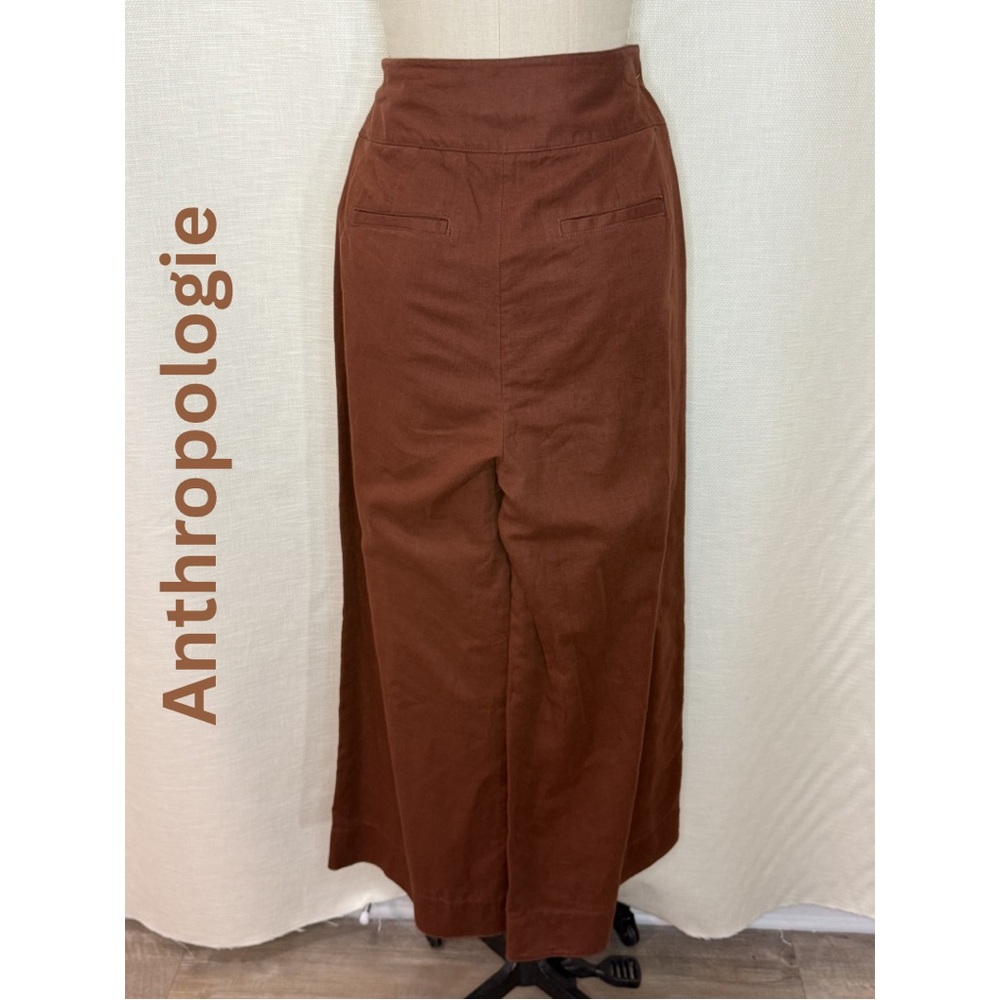 Anthropologie Brown Wide Leg Pants High Rise Tailored Chic Career 2
